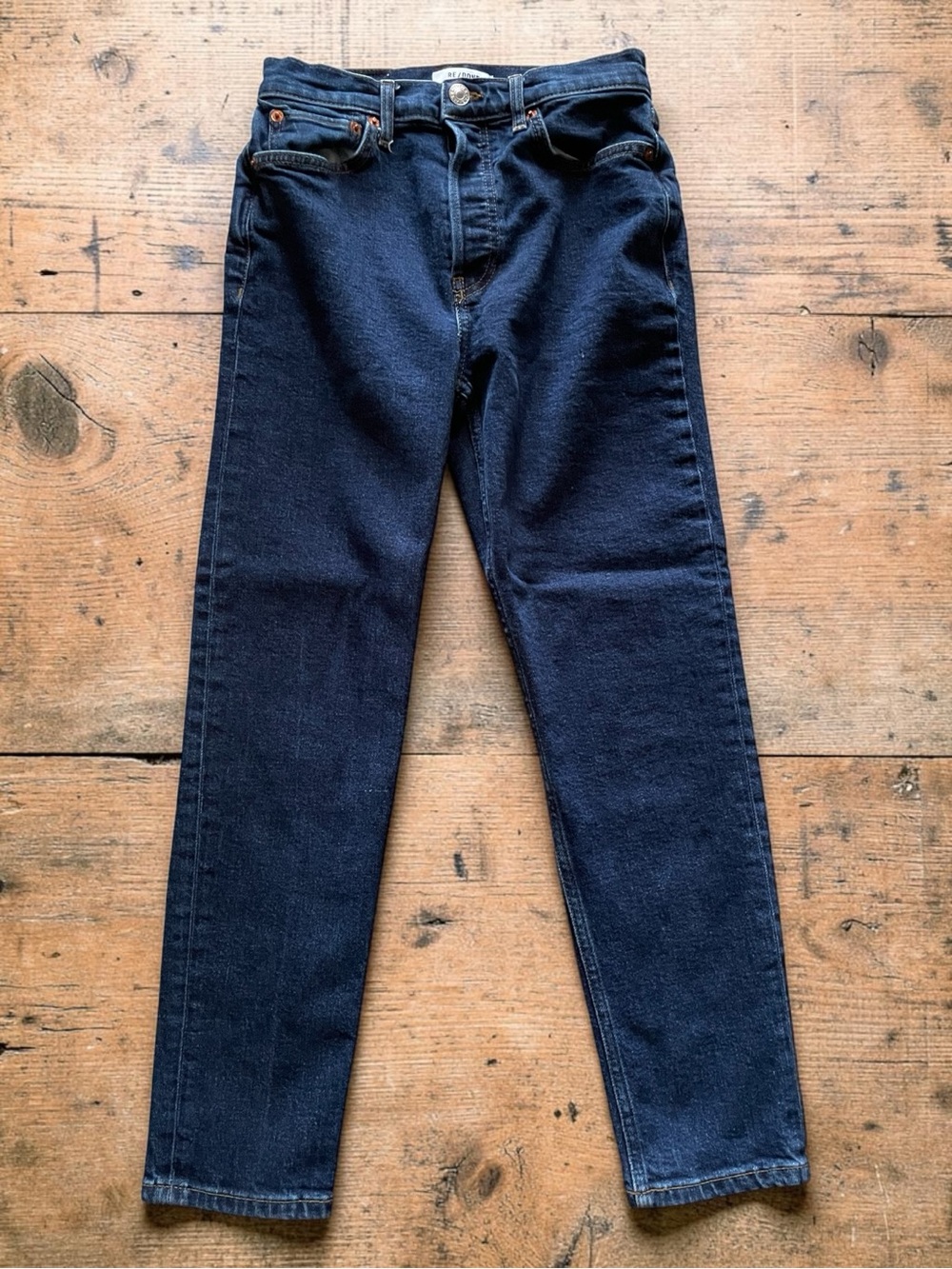 Re/Done Women’s 90s High-Rise‎ Ankle Crop Dark Blue Size 26